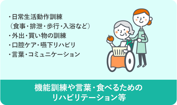 機能訓練や言葉・食べるためのリハビリテーション等